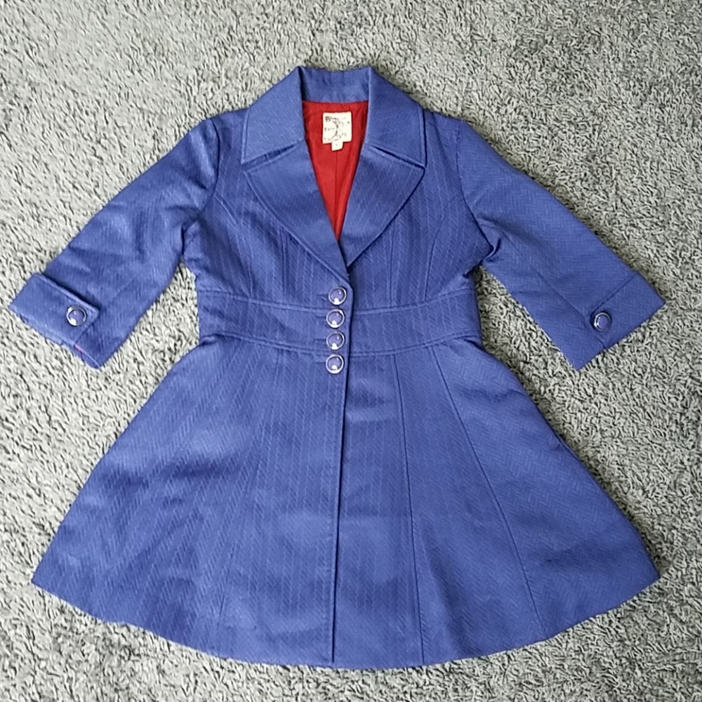 Tulle Gorgeous 3/4 Sleeve Indigo Coat size L